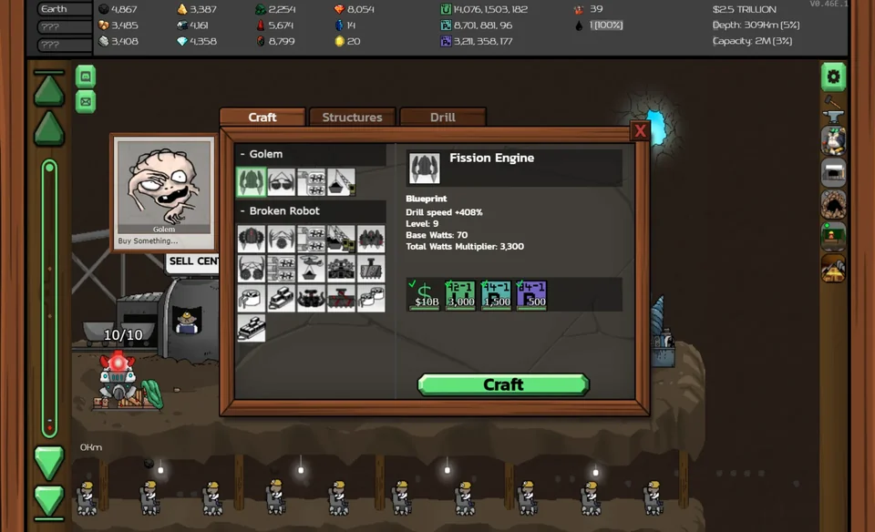 Craft drill upgrades